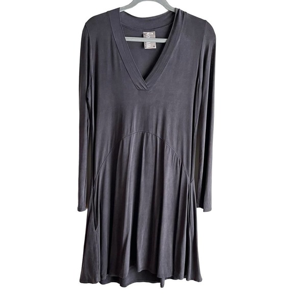 Anthropologie Dolan Left Coast V-Neck Long Sleeve Swing Pocket Dress in Grey, XS - Picture 2 of 13